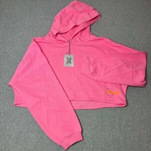 NEW Savage x Fenty Womens Pink Long Sleeve Pullover Cropped Hoodie Size‎ XL